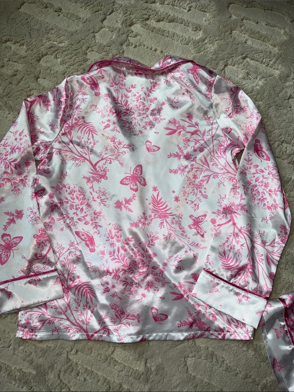 btween Pink Floral Satin Pajama Set